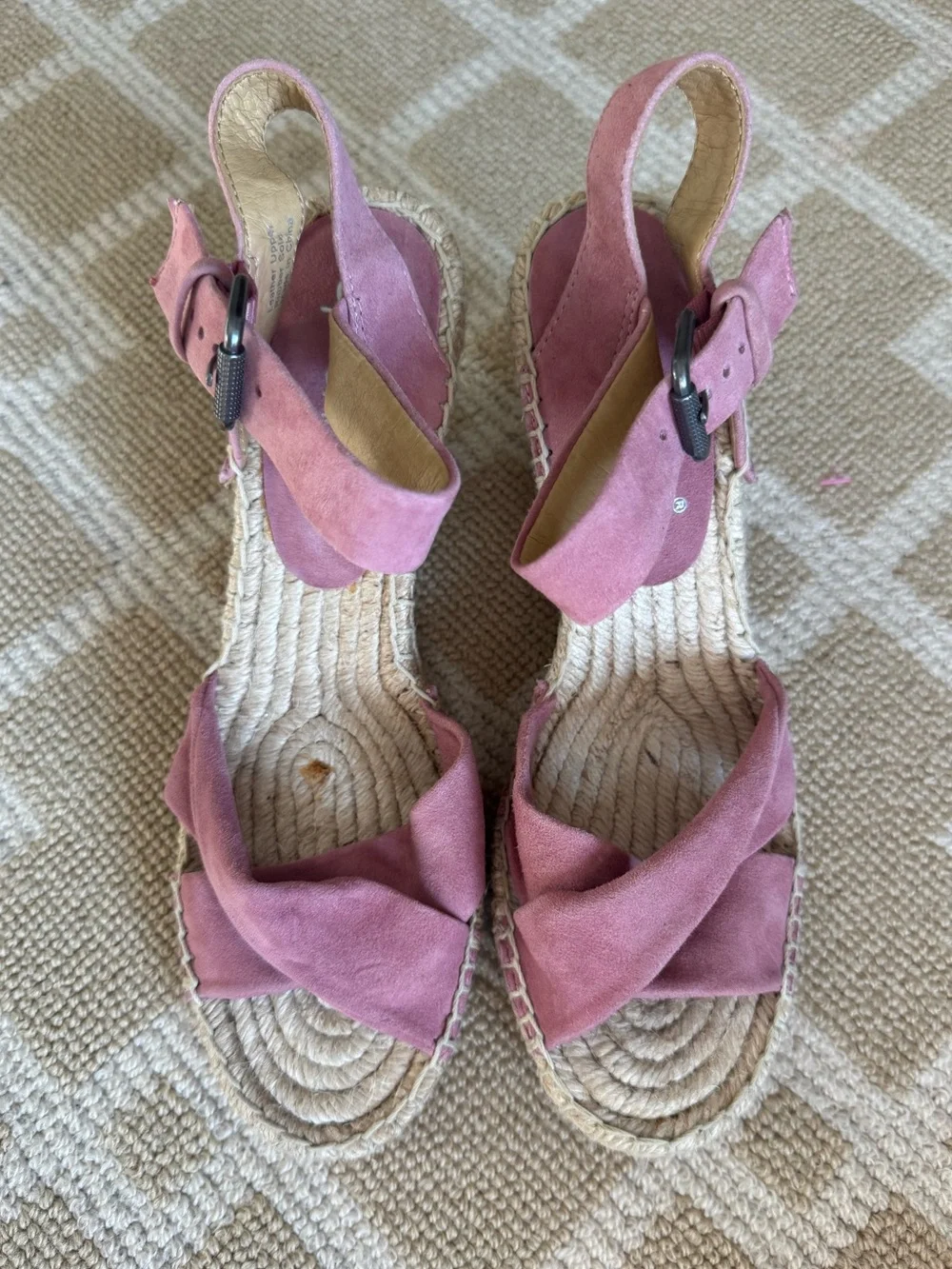 Splendid Pink Suede Espadrille Wedge Sandals Ankle Strap Summer Shoes Size 7